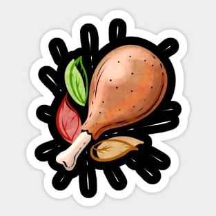 Roasted Turkey Leg Drumstick Family Meal On Thanksgiving Sticker